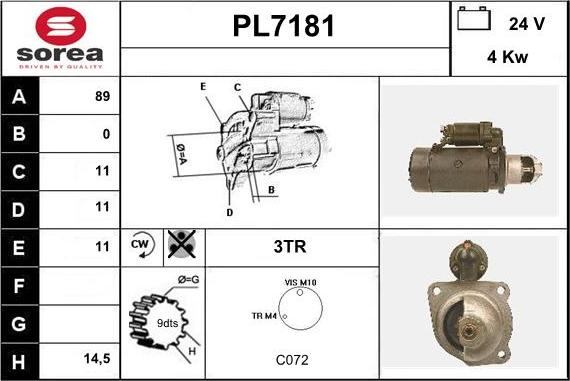 Sera PL7181 - Стартер autospares.lv