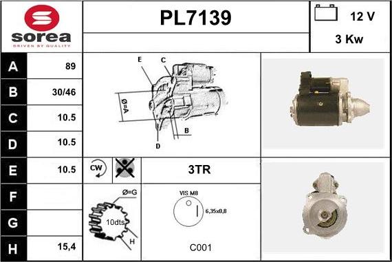 Sera PL7139 - Стартер autospares.lv