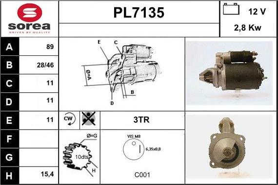 Sera PL7135 - Стартер autospares.lv