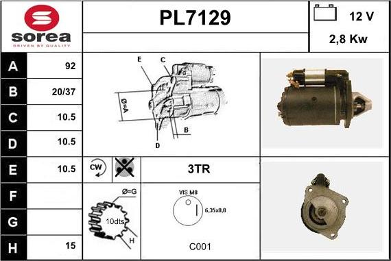 Sera PL7129 - Стартер autospares.lv