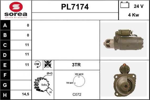 Sera PL7174 - Стартер autospares.lv