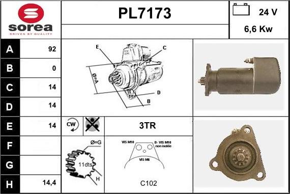 Sera PL7173 - Стартер autospares.lv