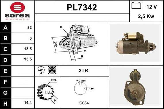 Sera PL7342 - Стартер autospares.lv