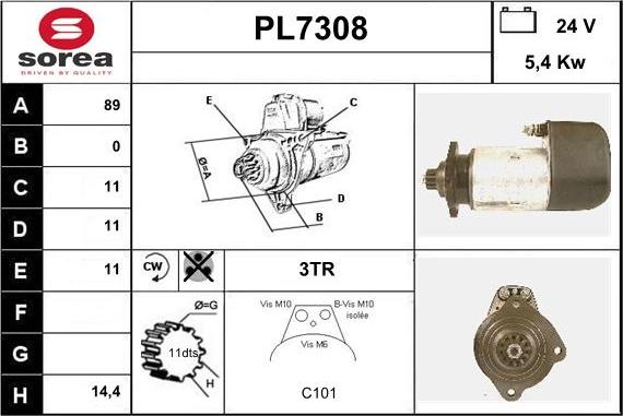 Sera PL7308 - Стартер autospares.lv