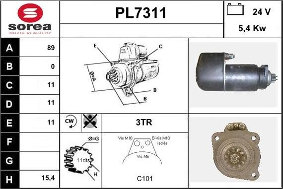 Sera PL7311 - Стартер autospares.lv