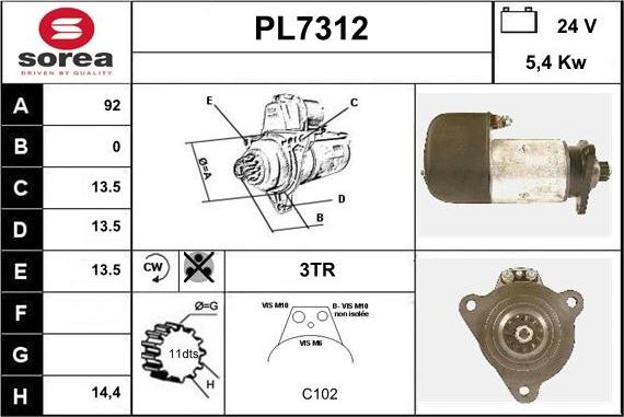 Sera PL7312 - Стартер autospares.lv