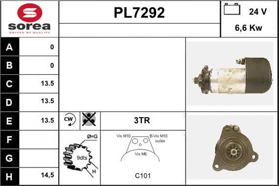 Sera PL7292 - Стартер autospares.lv