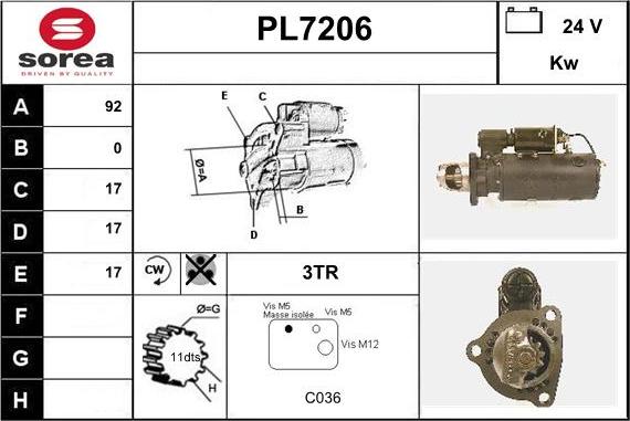 Sera PL7206 - Стартер autospares.lv