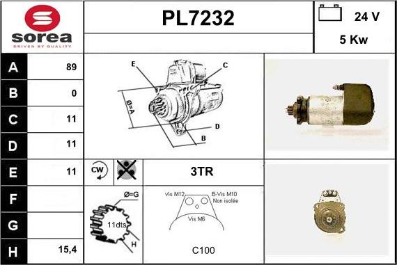 Sera PL7232 - Стартер autospares.lv