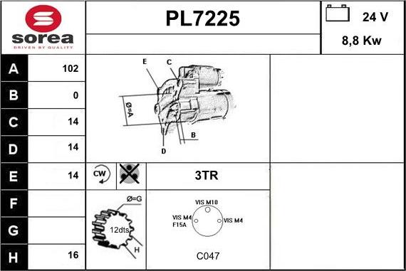 Sera PL7225 - Стартер autospares.lv