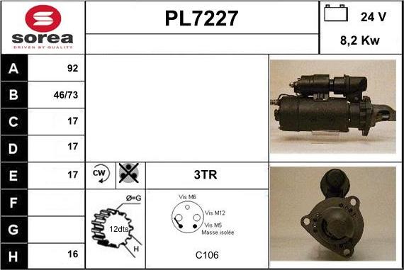 Sera PL7227 - Стартер autospares.lv