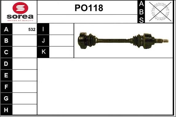 Sera PO118 - Приводной вал autospares.lv