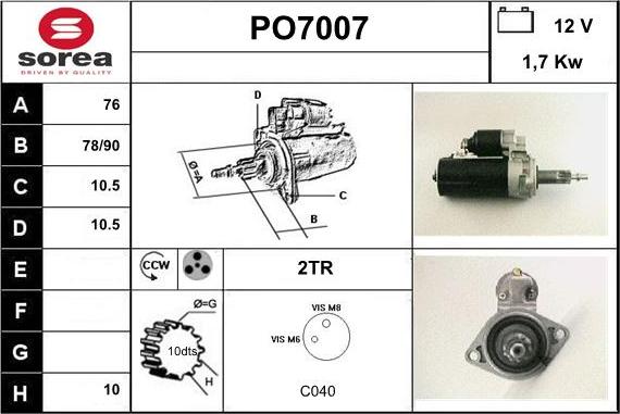 Sera PO7007 - Стартер autospares.lv