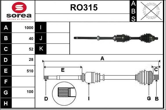 Sera RO315 - Приводной вал autospares.lv