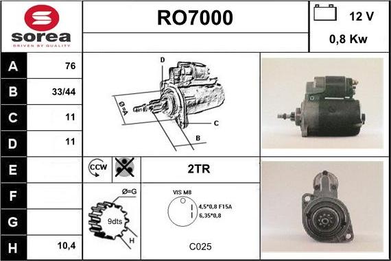 Sera RO7000 - Стартер autospares.lv