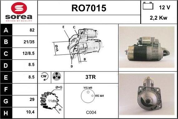 Sera RO7015 - Стартер autospares.lv