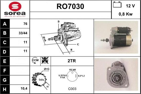 Sera RO7030 - Стартер autospares.lv