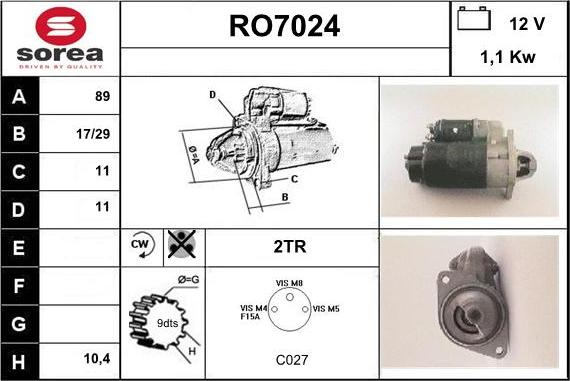 Sera RO7024 - Стартер autospares.lv