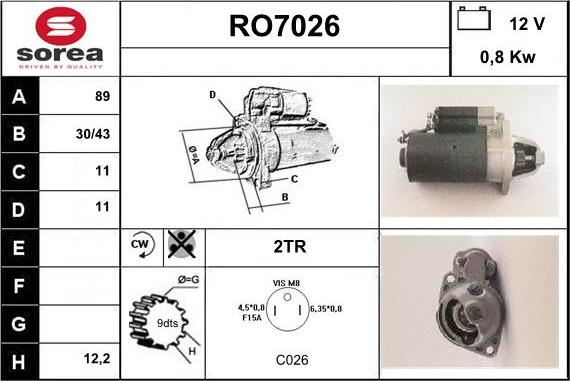 Sera RO7026 - Стартер autospares.lv