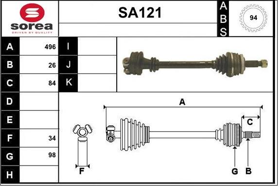 Sera SA121 - Приводной вал autospares.lv