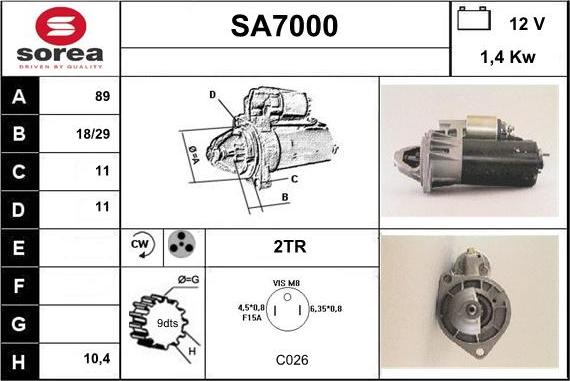 Sera SA7000 - Стартер autospares.lv