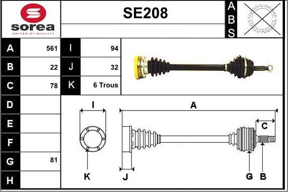 Sera SE208 - Приводной вал autospares.lv