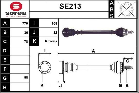 Sera SE213 - Приводной вал autospares.lv