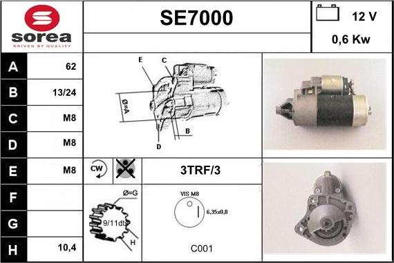 Sera SE7000 - Стартер autospares.lv