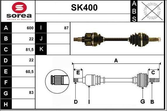 Sera SK400 - Приводной вал autospares.lv