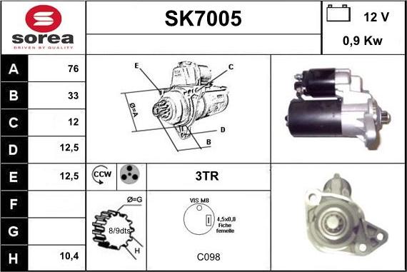 Sera SK7005 - Стартер autospares.lv