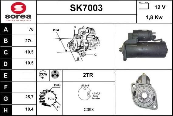 Sera SK7003 - Стартер autospares.lv