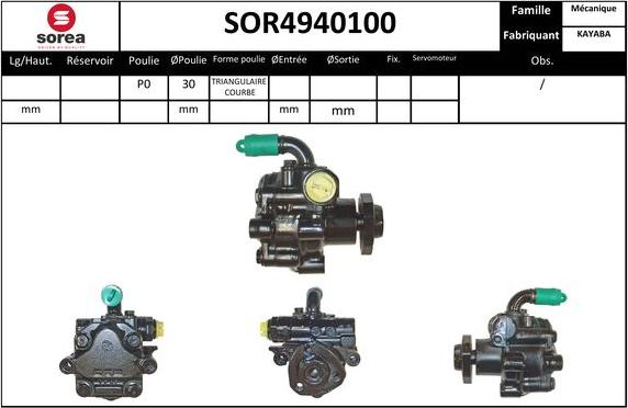 Sera SOR4940100 - Гидравлический насос, рулевое управление, ГУР autospares.lv