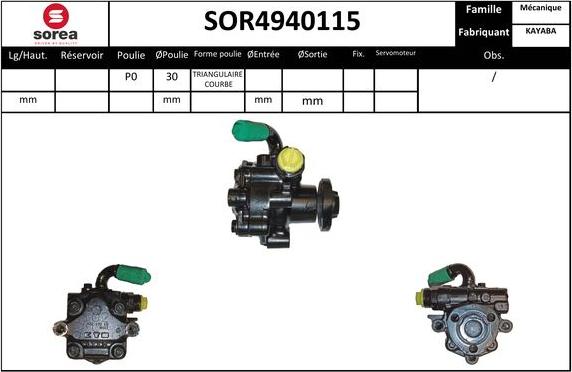 Sera SOR4940115 - Гидравлический насос, рулевое управление, ГУР autospares.lv