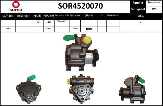 Sera SOR4520070 - Гидравлический насос, рулевое управление, ГУР autospares.lv