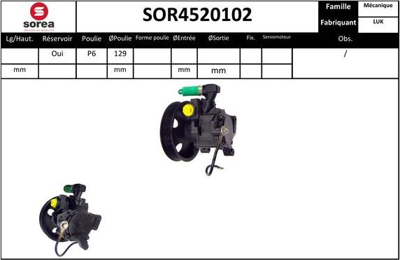 Sera SOR4520102 - Гидравлический насос, рулевое управление, ГУР autospares.lv