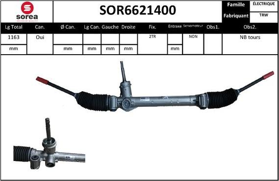 Sera SOR6621400 - Рулевой механизм, рейка autospares.lv