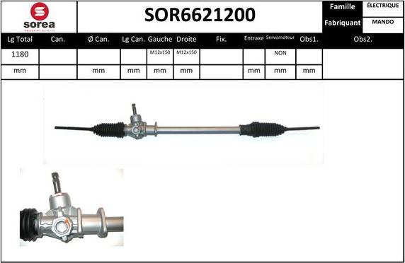 Sera SOR6621200 - Рулевой механизм, рейка autospares.lv