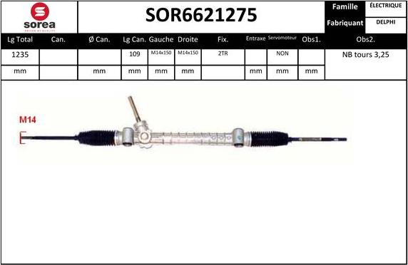 Sera SOR6621275 - Рулевой механизм, рейка autospares.lv