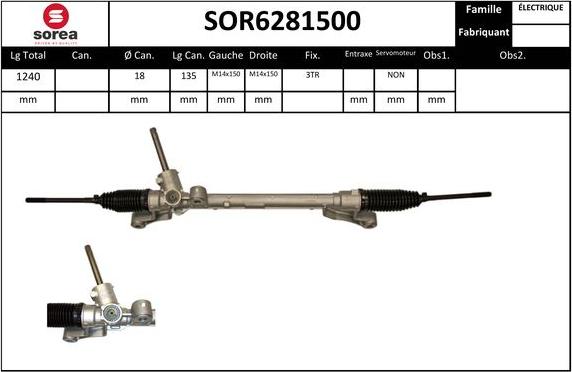 Sera SOR6281500 - Рулевой механизм, рейка autospares.lv