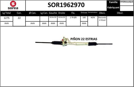 Sera SOR1962970 - Рулевой механизм, рейка autospares.lv