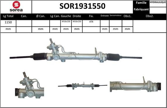 Sera SOR1931550 - Рулевой механизм, рейка autospares.lv