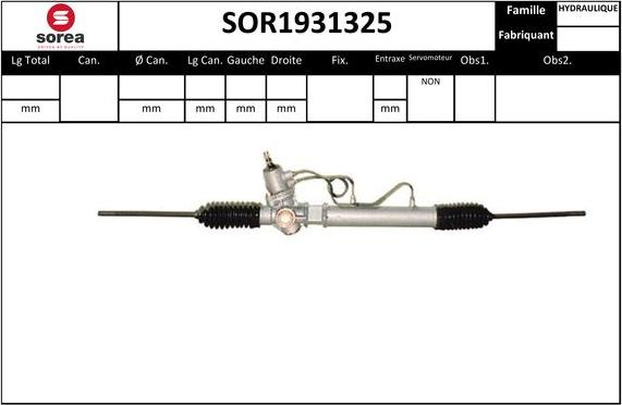 Sera SOR1931325 - Рулевой механизм, рейка autospares.lv