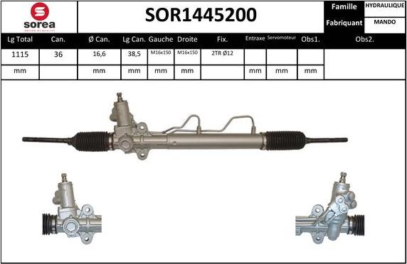 Sera SOR1445200 - Рулевой механизм, рейка autospares.lv