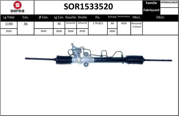 Sera SOR1533520 - Рулевой механизм, рейка autospares.lv