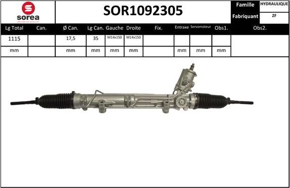 Sera SOR1092305 - Рулевой механизм, рейка autospares.lv