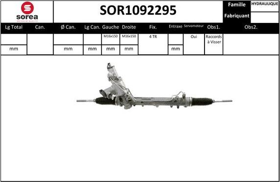 Sera SOR1092295 - Рулевой механизм, рейка autospares.lv