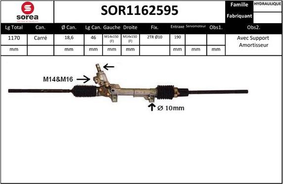 Sera SOR1162595 - Рулевой механизм, рейка autospares.lv