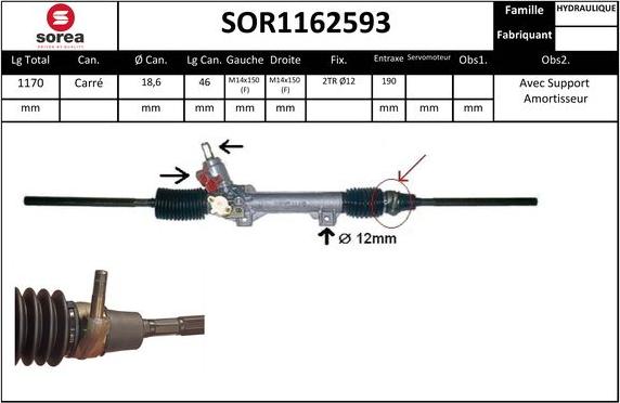 Sera SOR1162593 - Рулевой механизм, рейка autospares.lv