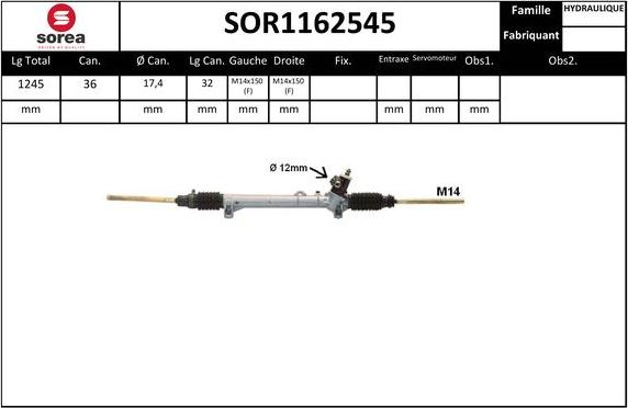 Sera SOR1162545 - Рулевой механизм, рейка autospares.lv