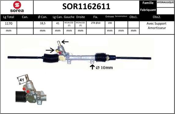 Sera SOR1162611 - Рулевой механизм, рейка autospares.lv